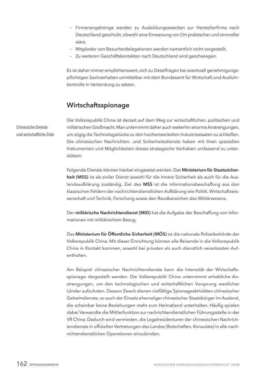 Seite 163 des Verfassungsschutzbericht 2008 Hessen