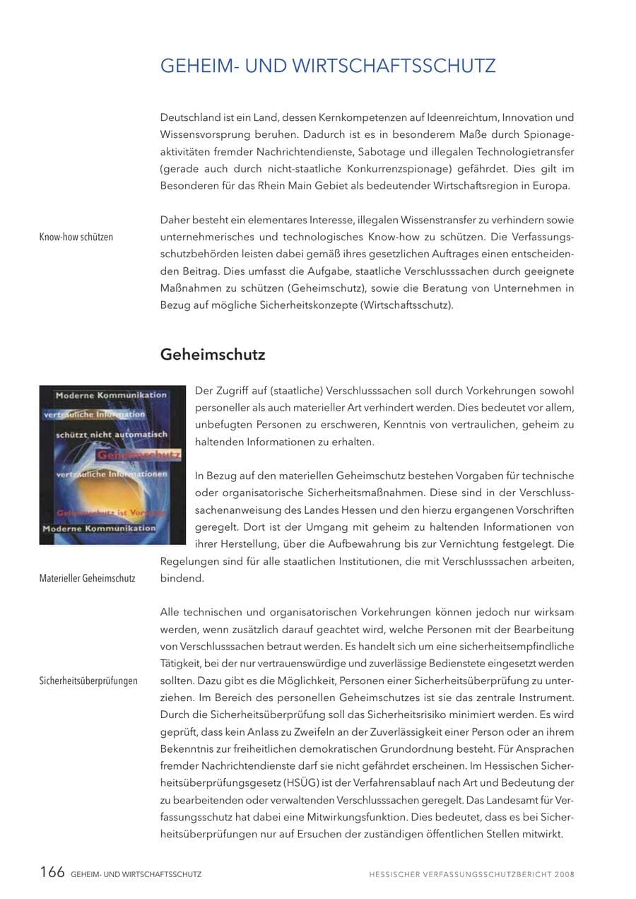 Seite 167 des Verfassungsschutzbericht 2008 Hessen