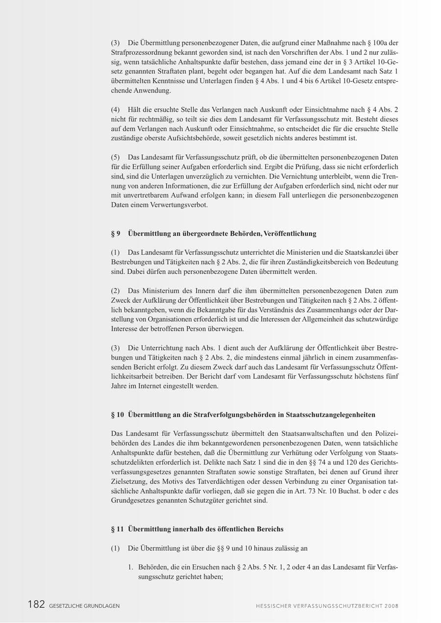 Seite 183 des Verfassungsschutzbericht 2008 Hessen