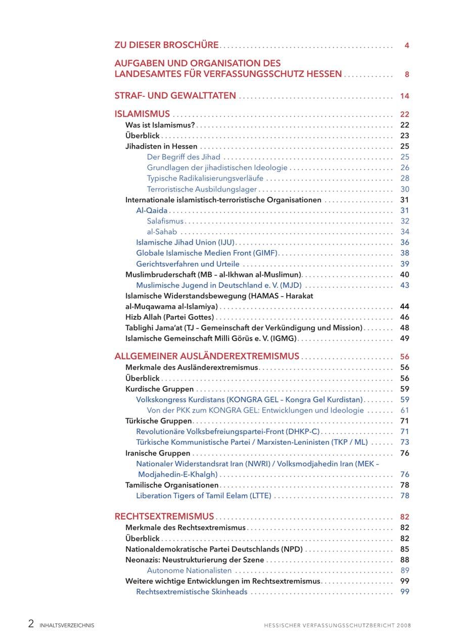 Seite 3 des Verfassungsschutzbericht 2008 Hessen