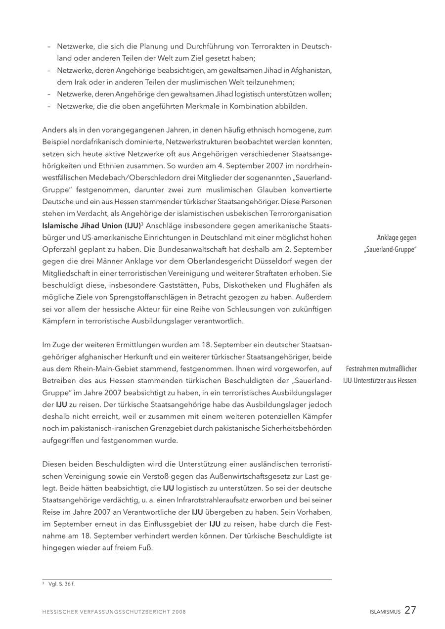 Seite 28 des Verfassungsschutzbericht 2008 Hessen