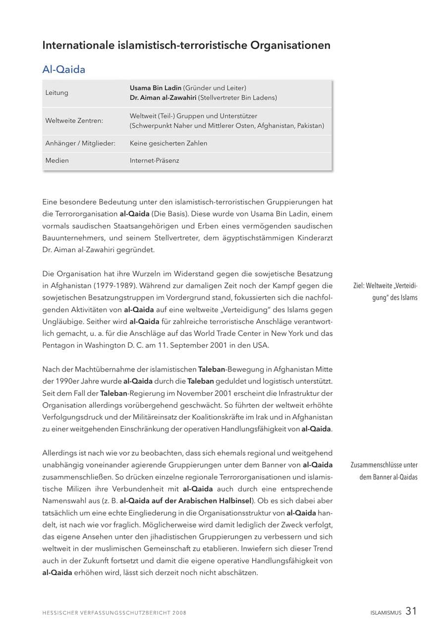 Seite 32 des Verfassungsschutzbericht 2008 Hessen