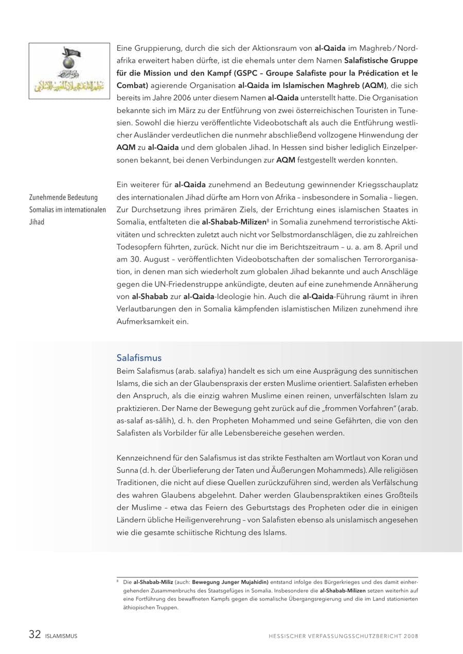 Seite 33 des Verfassungsschutzbericht 2008 Hessen