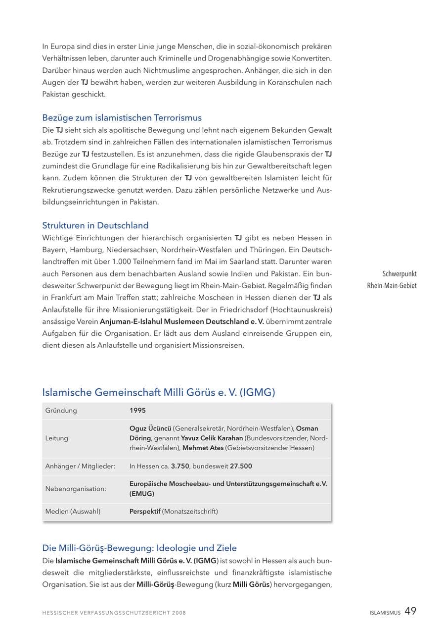 Seite 50 des Verfassungsschutzbericht 2008 Hessen