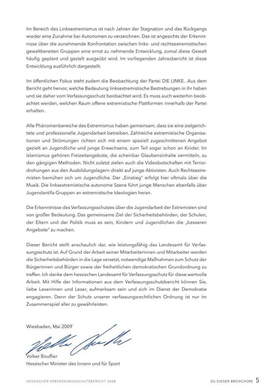 Seite 6 des Verfassungsschutzbericht 2008 Hessen