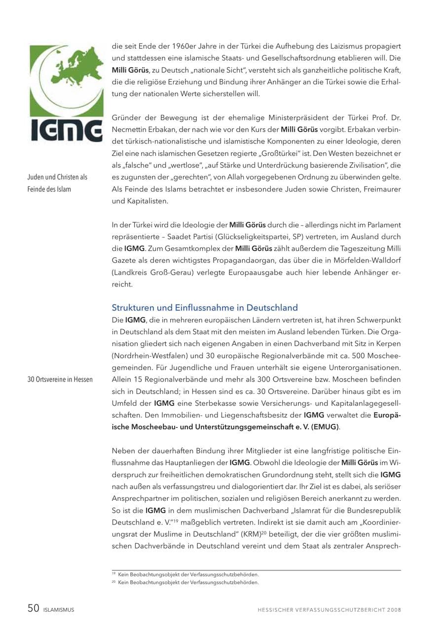 Seite 51 des Verfassungsschutzbericht 2008 Hessen