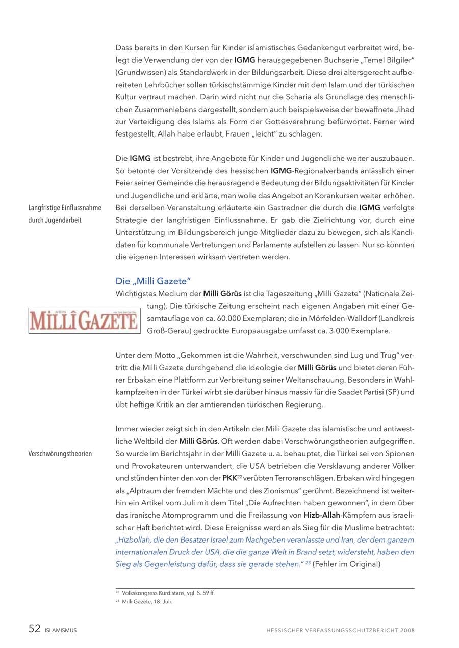 Seite 53 des Verfassungsschutzbericht 2008 Hessen