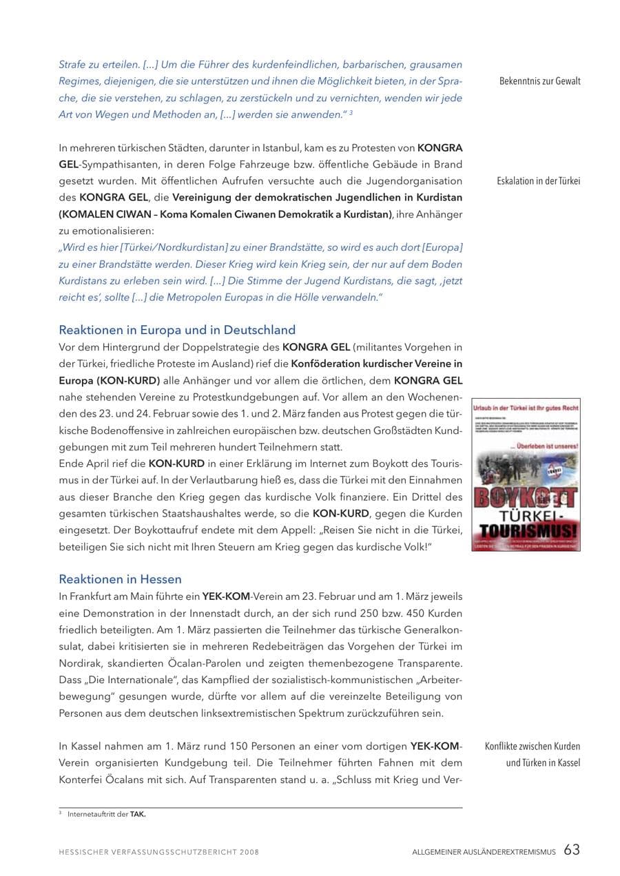 Seite 64 des Verfassungsschutzbericht 2008 Hessen