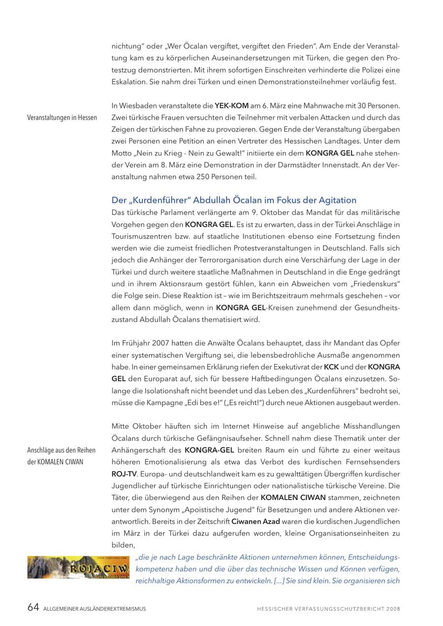 Seite 65 des Verfassungsschutzbericht 2008 Hessen