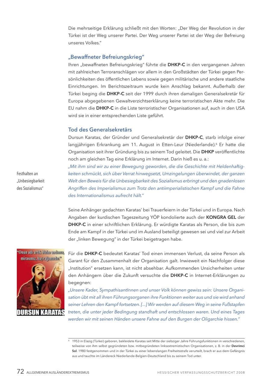 Seite 73 des Verfassungsschutzbericht 2008 Hessen