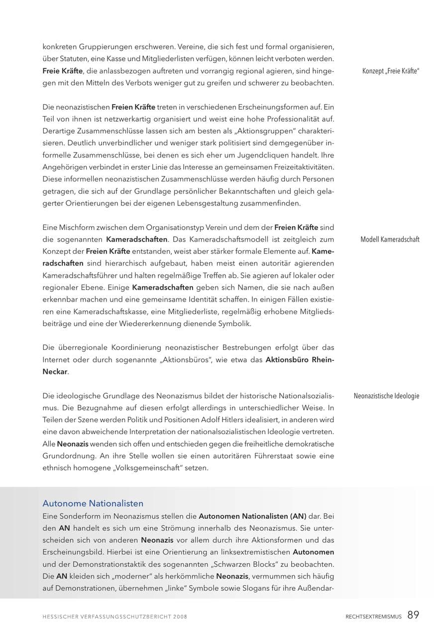 Seite 90 des Verfassungsschutzbericht 2008 Hessen