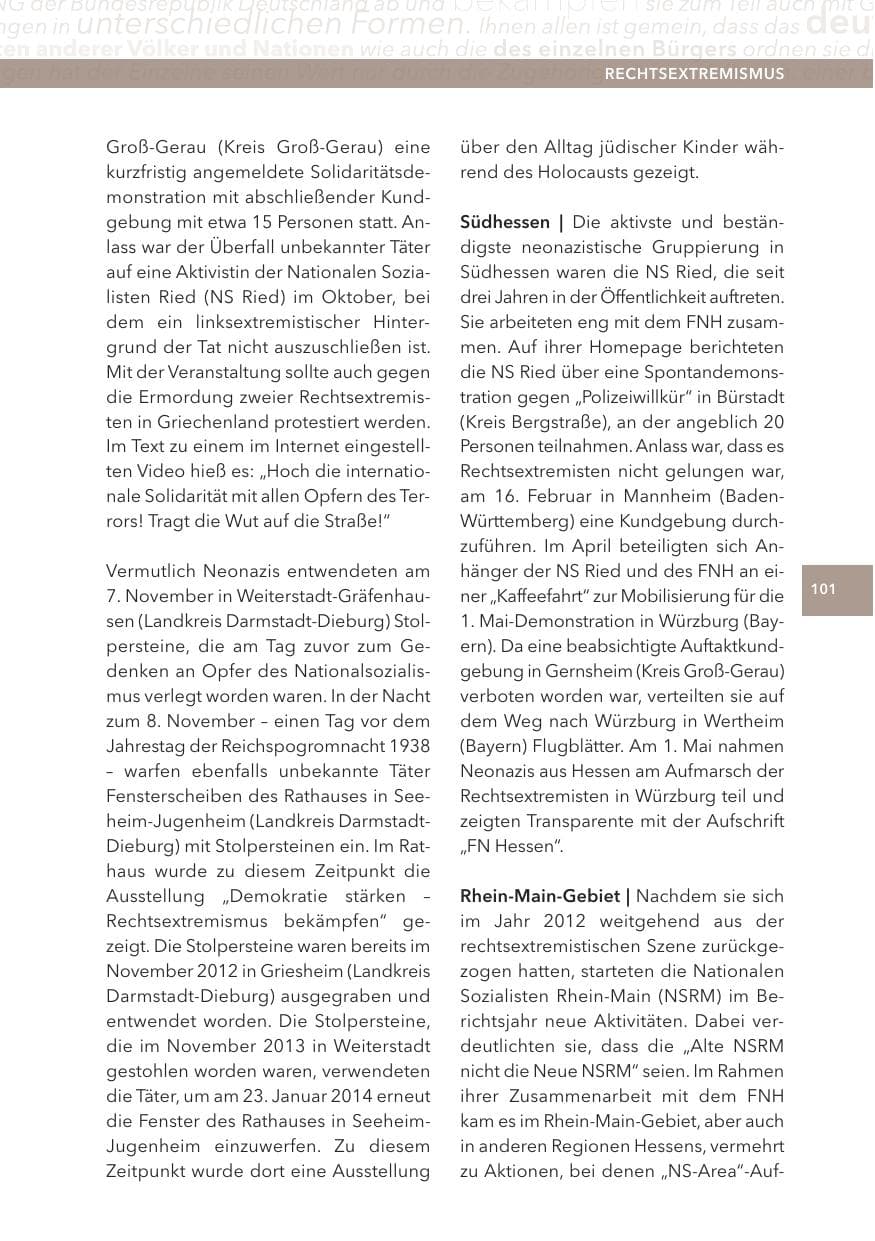 Seite 101 des Verfassungsschutzbericht 2013 Hessen