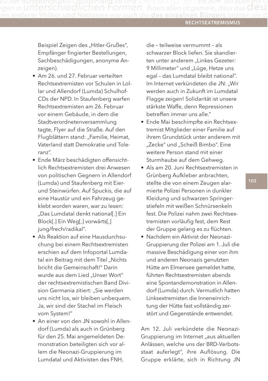 Seite 103 des Verfassungsschutzbericht 2013 Hessen