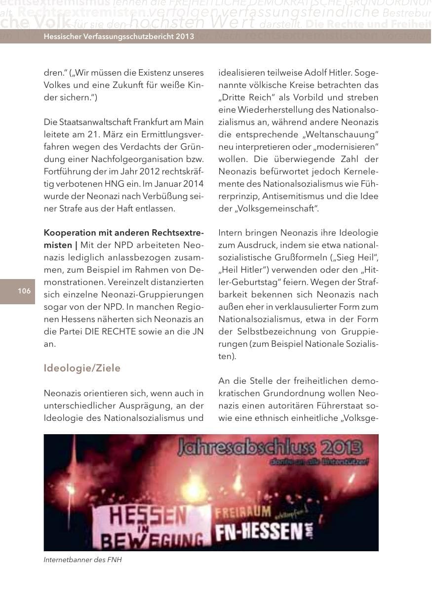 Seite 106 des Verfassungsschutzbericht 2013 Hessen
