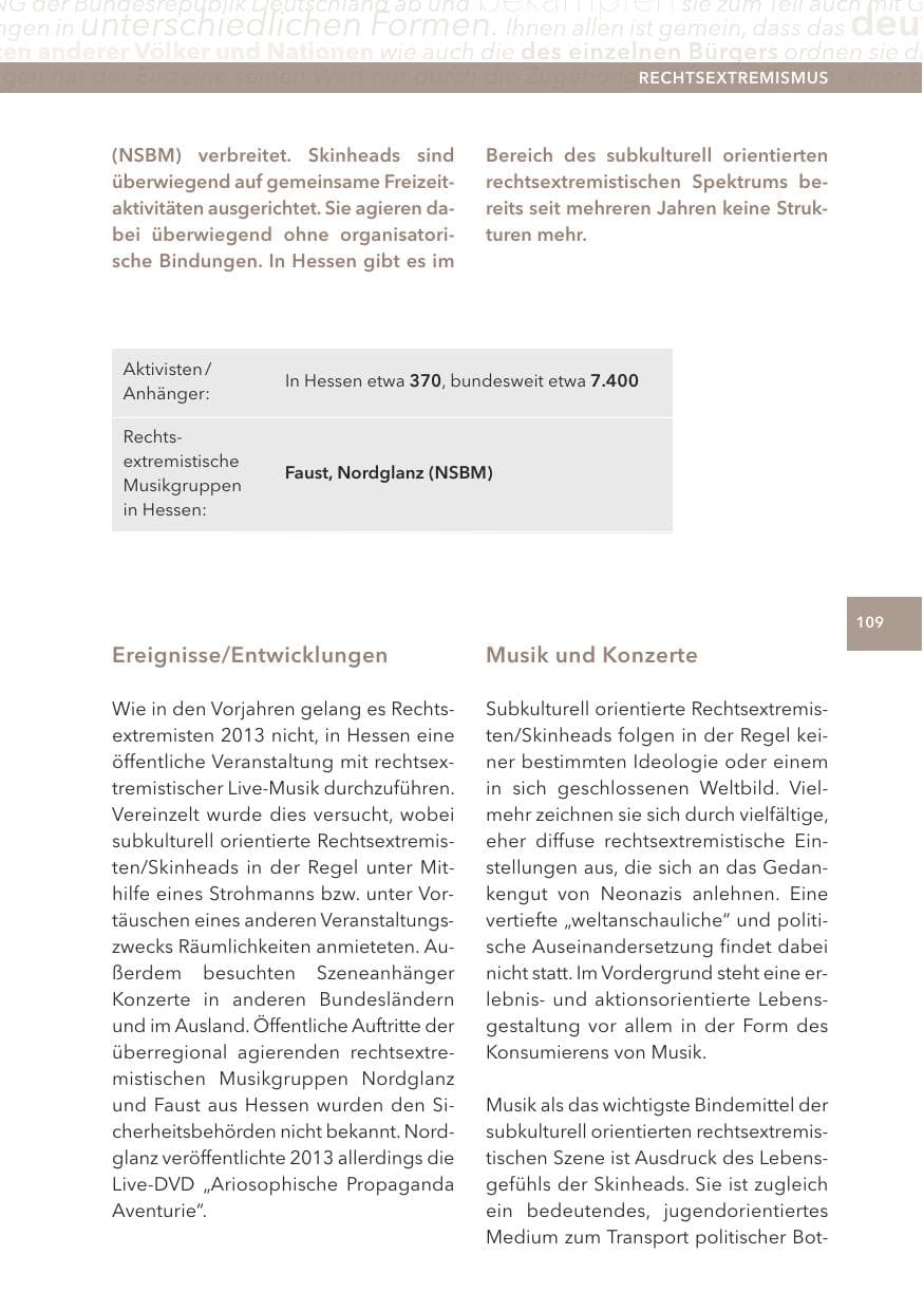 Seite 109 des Verfassungsschutzbericht 2013 Hessen