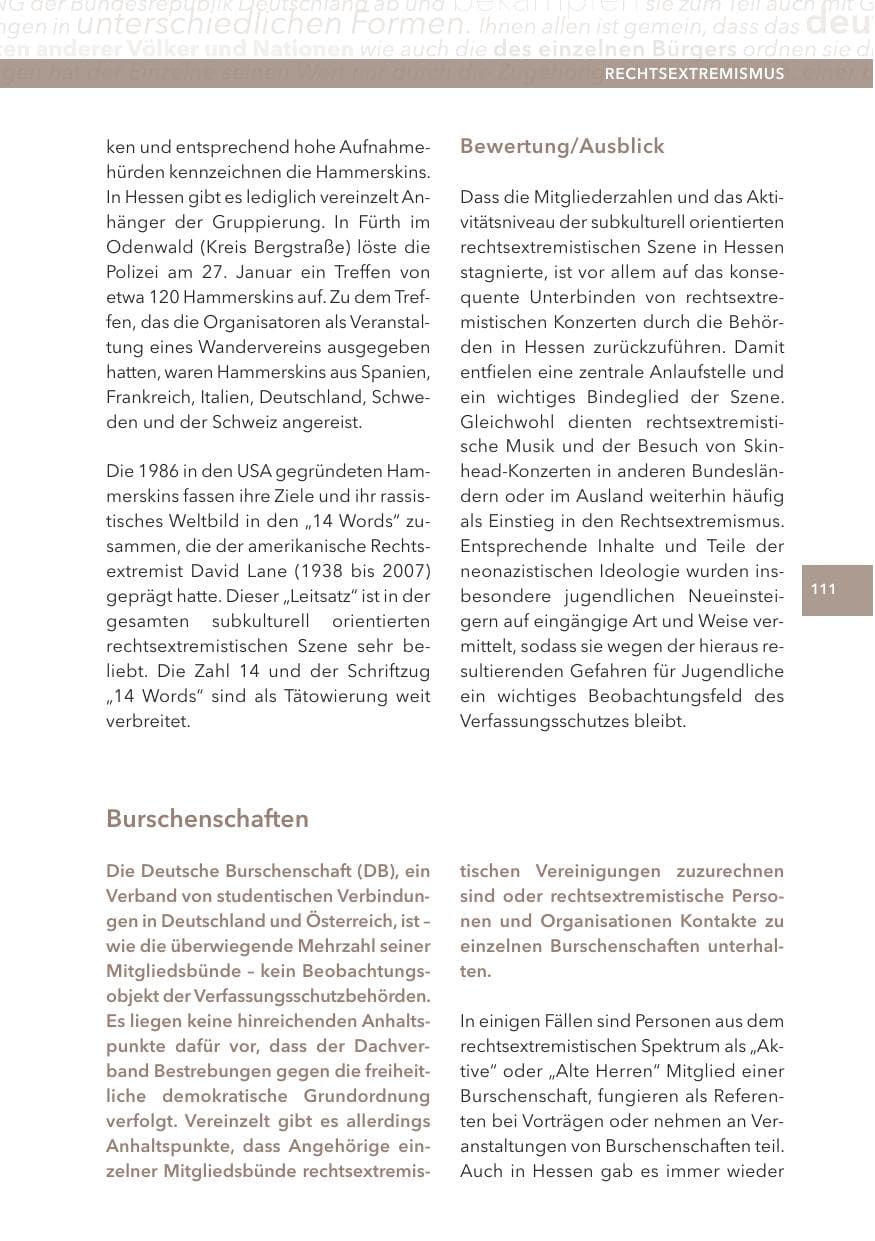 Seite 111 des Verfassungsschutzbericht 2013 Hessen