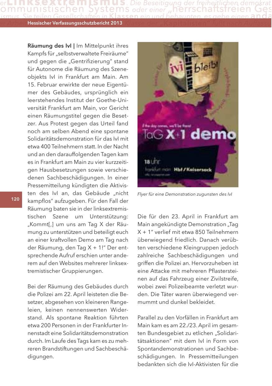 Seite 120 des Verfassungsschutzbericht 2013 Hessen