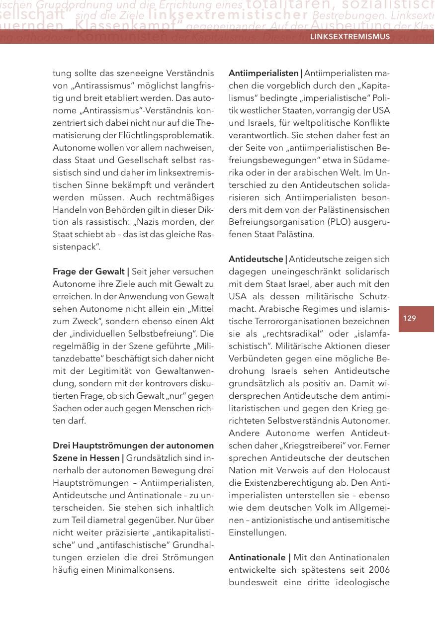 Seite 129 des Verfassungsschutzbericht 2013 Hessen