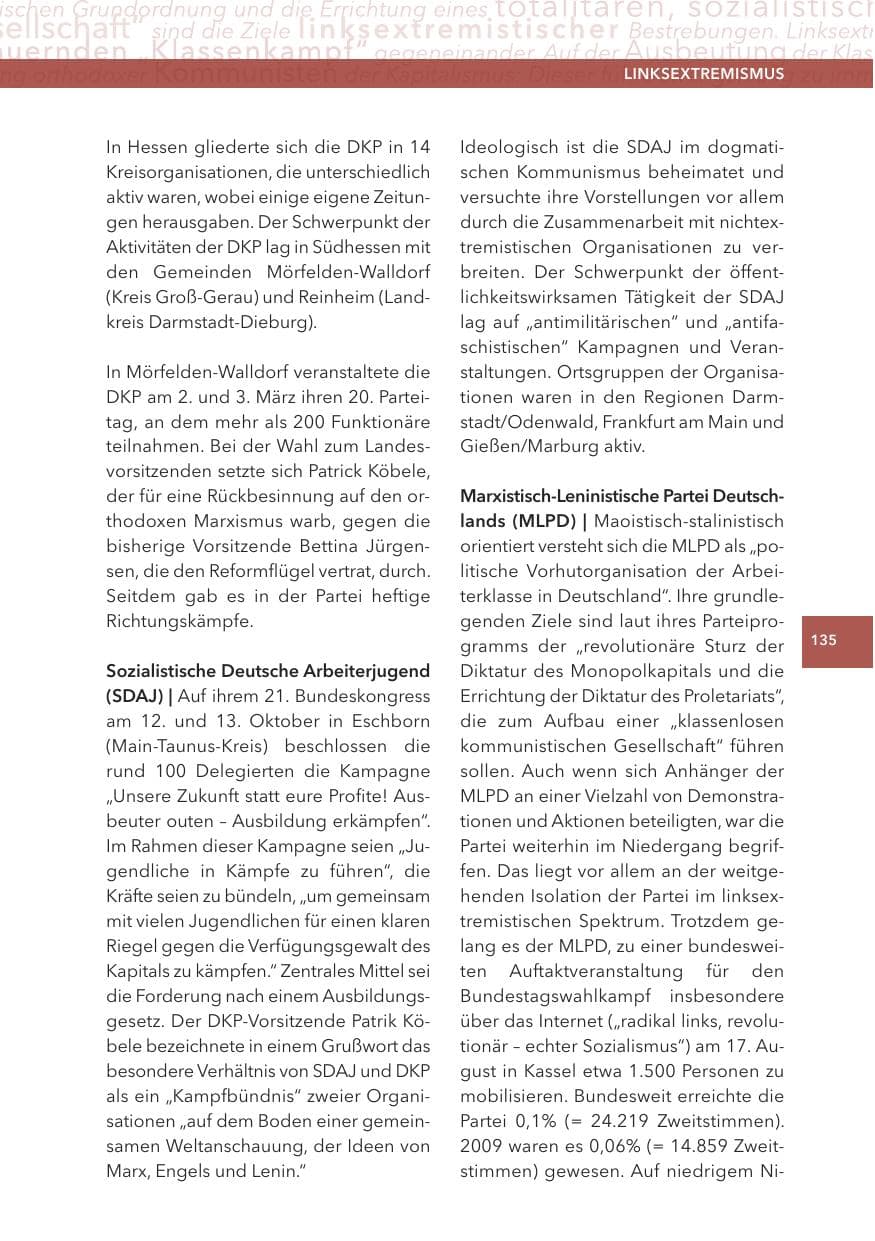 Seite 135 des Verfassungsschutzbericht 2013 Hessen