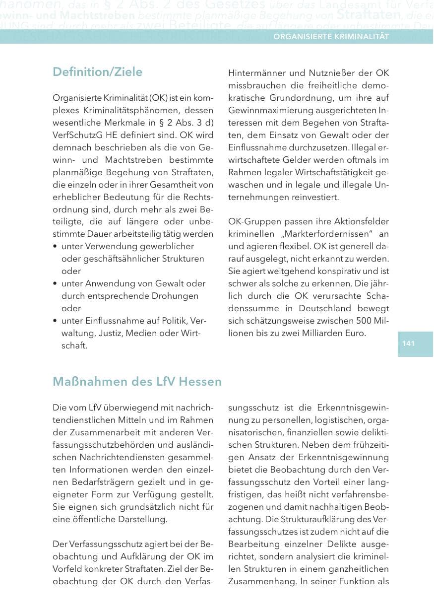 Seite 141 des Verfassungsschutzbericht 2013 Hessen