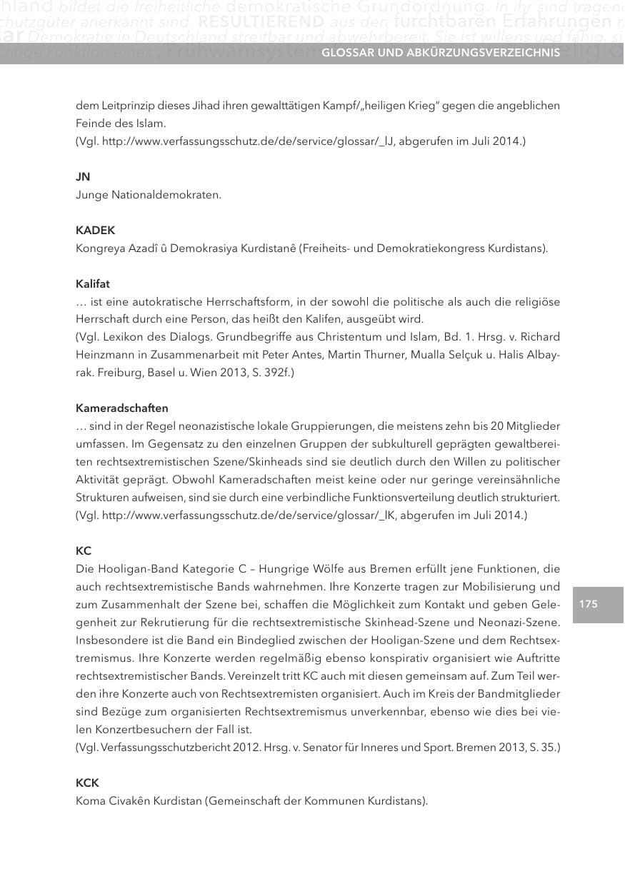 Seite 175 des Verfassungsschutzbericht 2013 Hessen