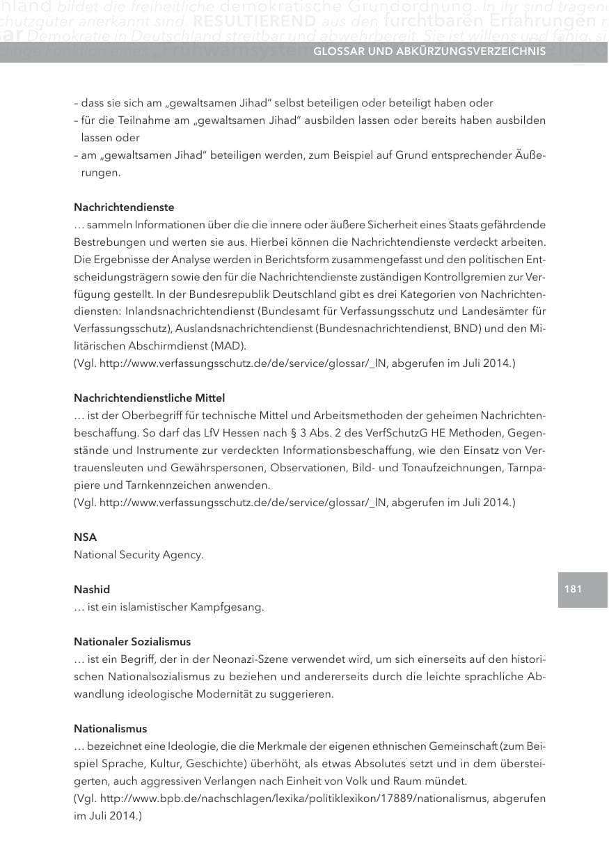 Seite 181 des Verfassungsschutzbericht 2013 Hessen