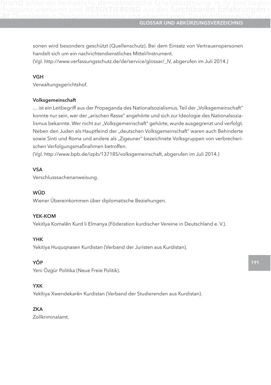Seite 191 des Verfassungsschutzbericht 2013 Hessen