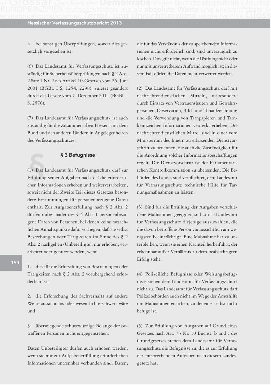 Seite 194 des Verfassungsschutzbericht 2013 Hessen