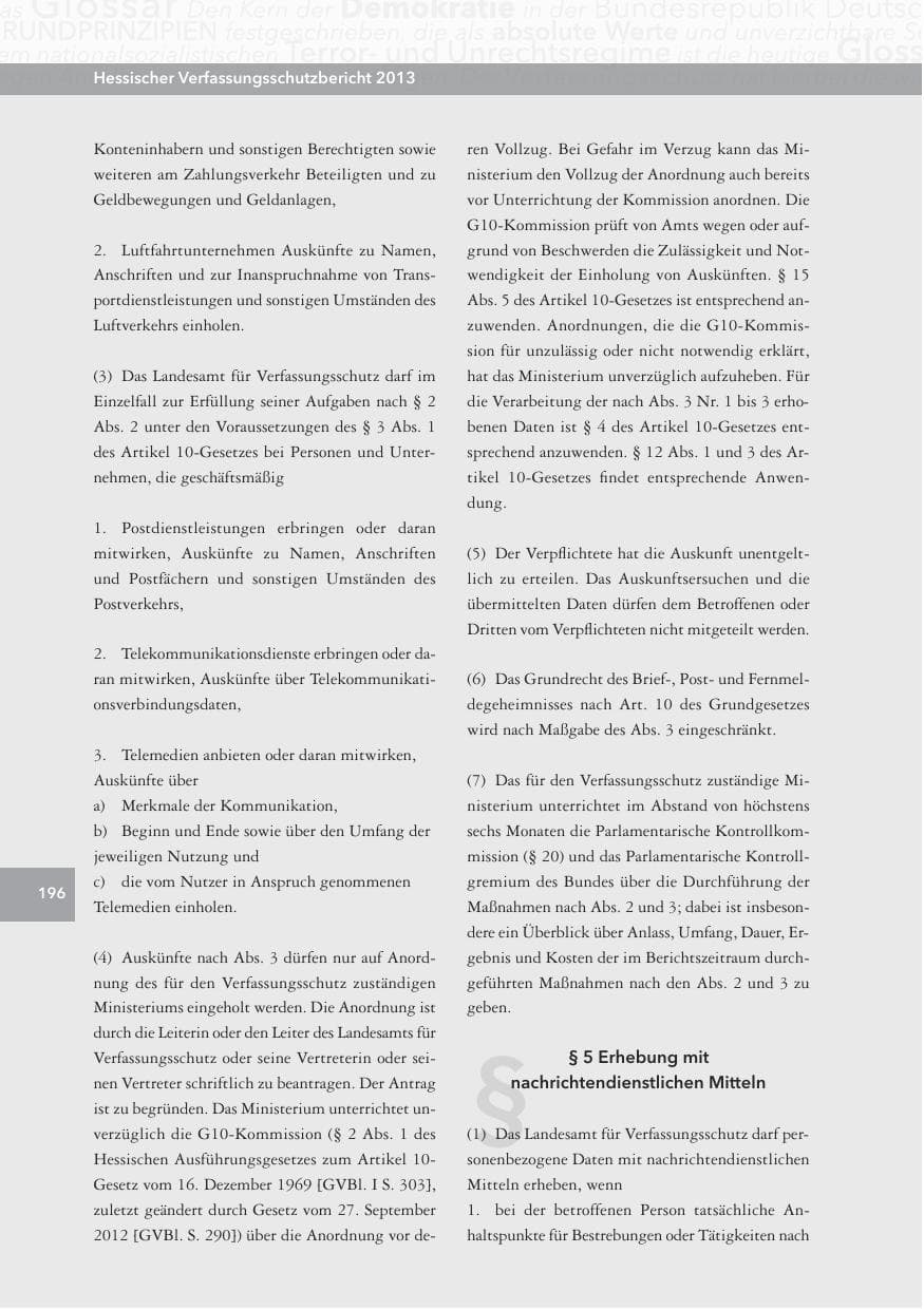 Seite 196 des Verfassungsschutzbericht 2013 Hessen