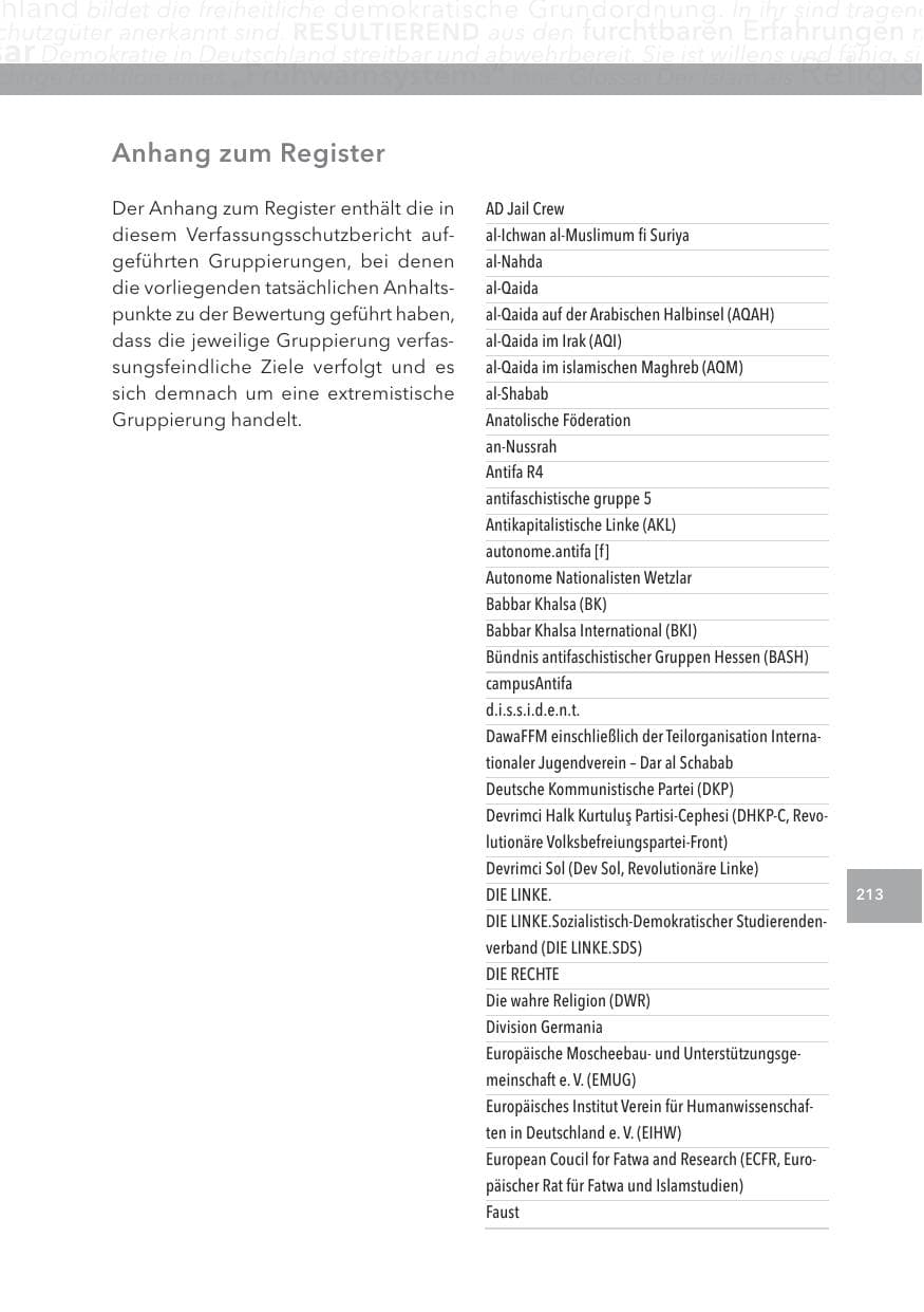 Seite 213 des Verfassungsschutzbericht 2013 Hessen