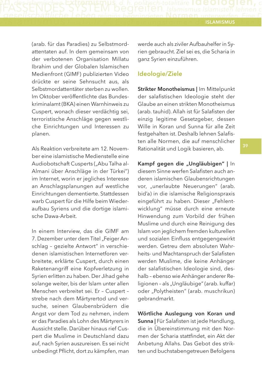 Seite 39 des Verfassungsschutzbericht 2013 Hessen