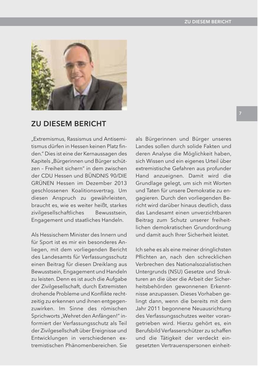 Seite 7 des Verfassungsschutzbericht 2013 Hessen