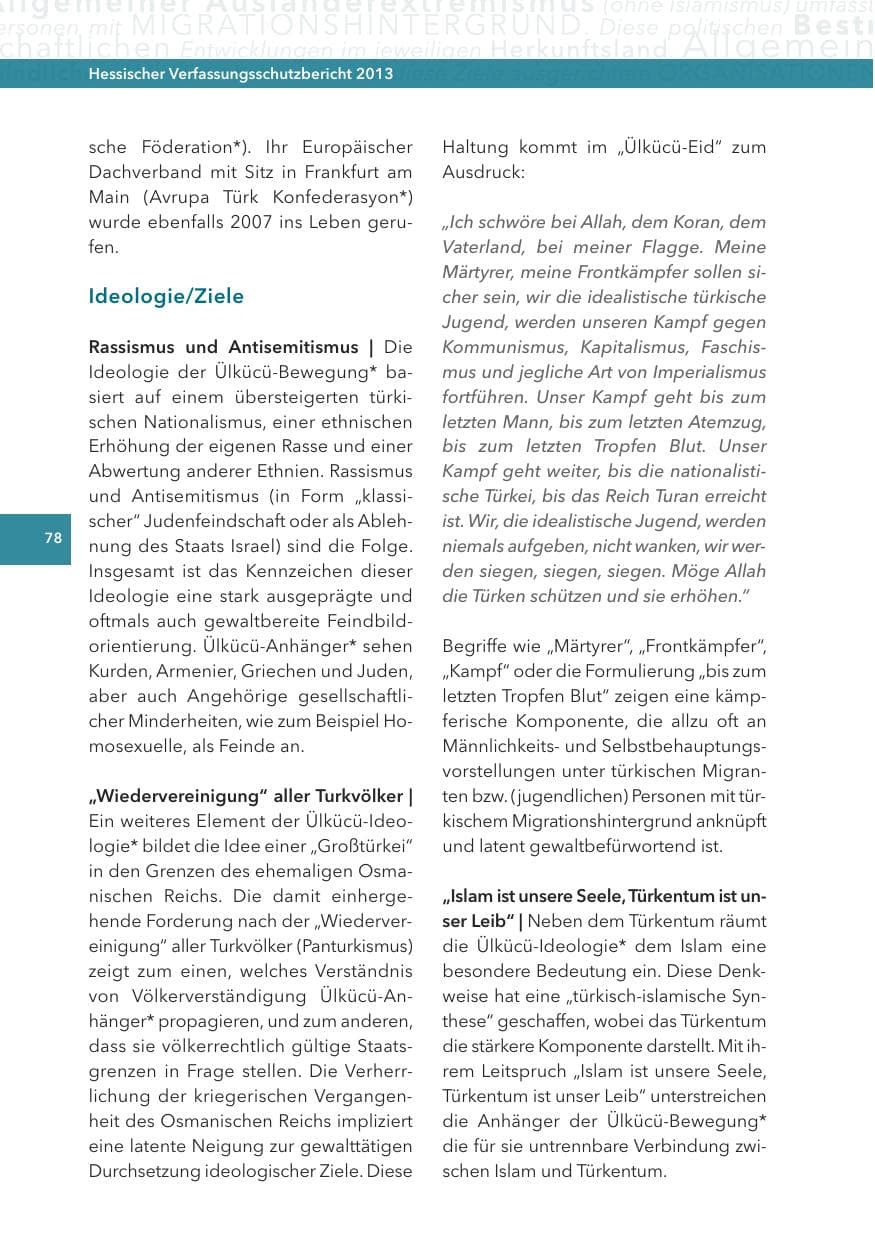 Seite 78 des Verfassungsschutzbericht 2013 Hessen