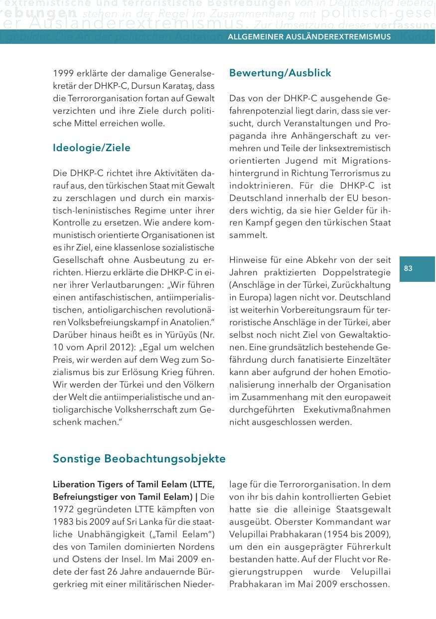 Seite 83 des Verfassungsschutzbericht 2013 Hessen