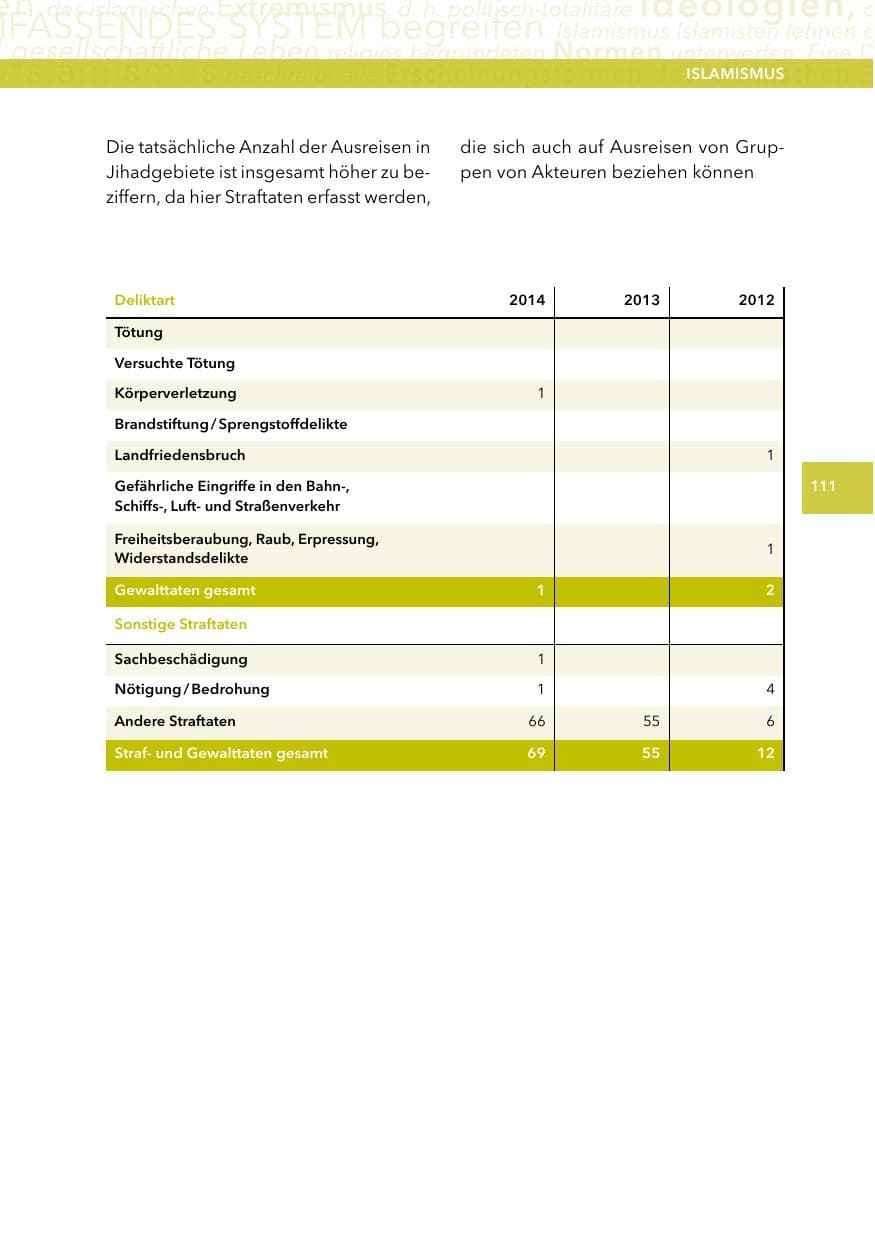 Seite 110 des Verfassungsschutzbericht 2014 Hessen