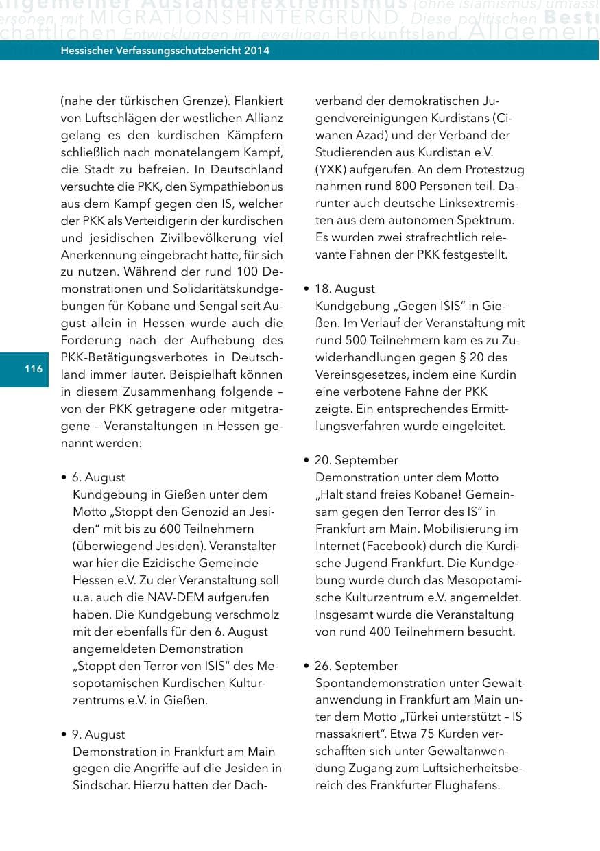 Seite 115 des Verfassungsschutzbericht 2014 Hessen