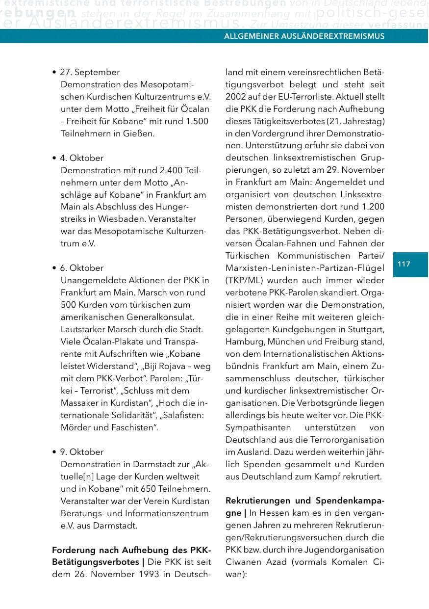 Seite 116 des Verfassungsschutzbericht 2014 Hessen