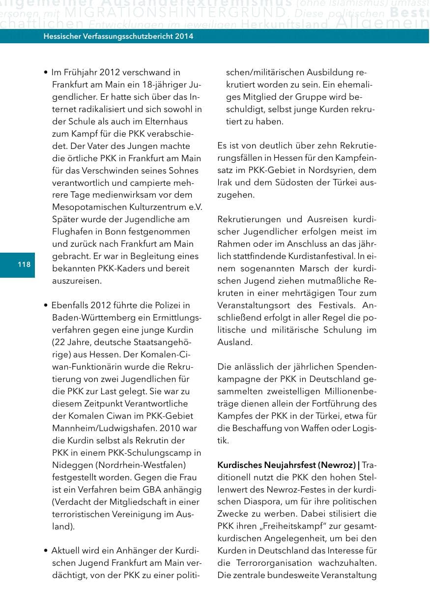 Seite 117 des Verfassungsschutzbericht 2014 Hessen