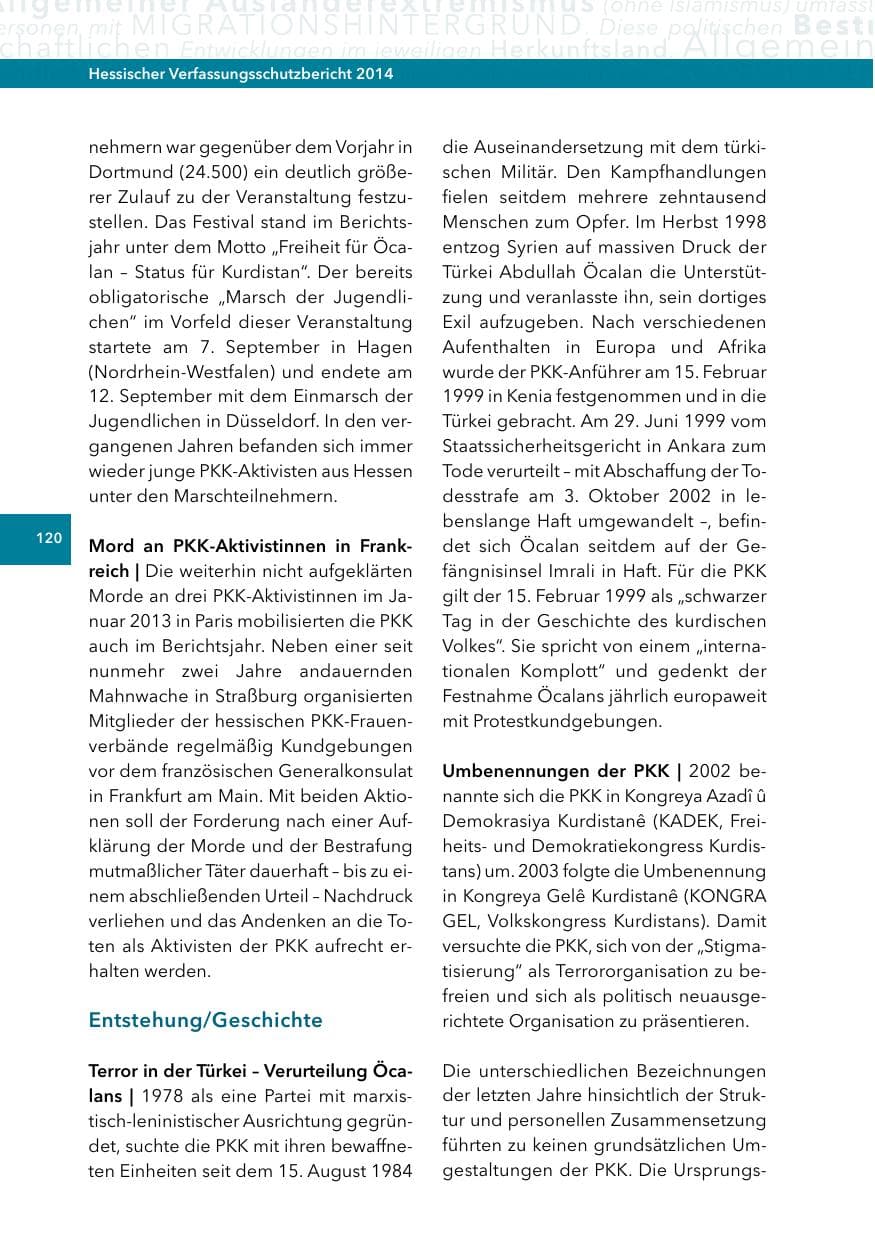 Seite 119 des Verfassungsschutzbericht 2014 Hessen