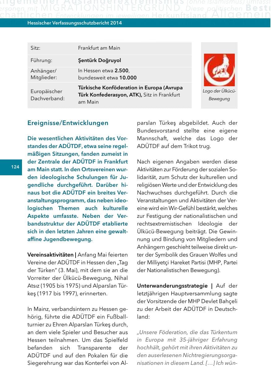 Seite 123 des Verfassungsschutzbericht 2014 Hessen