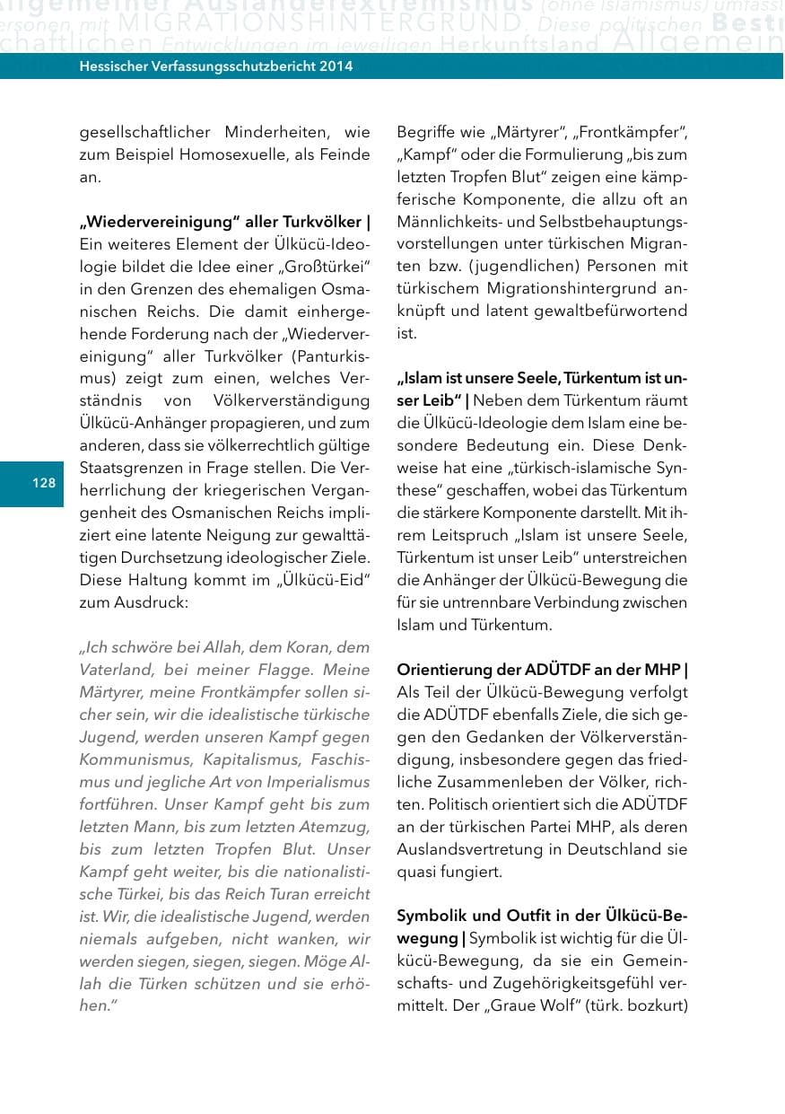 Seite 127 des Verfassungsschutzbericht 2014 Hessen