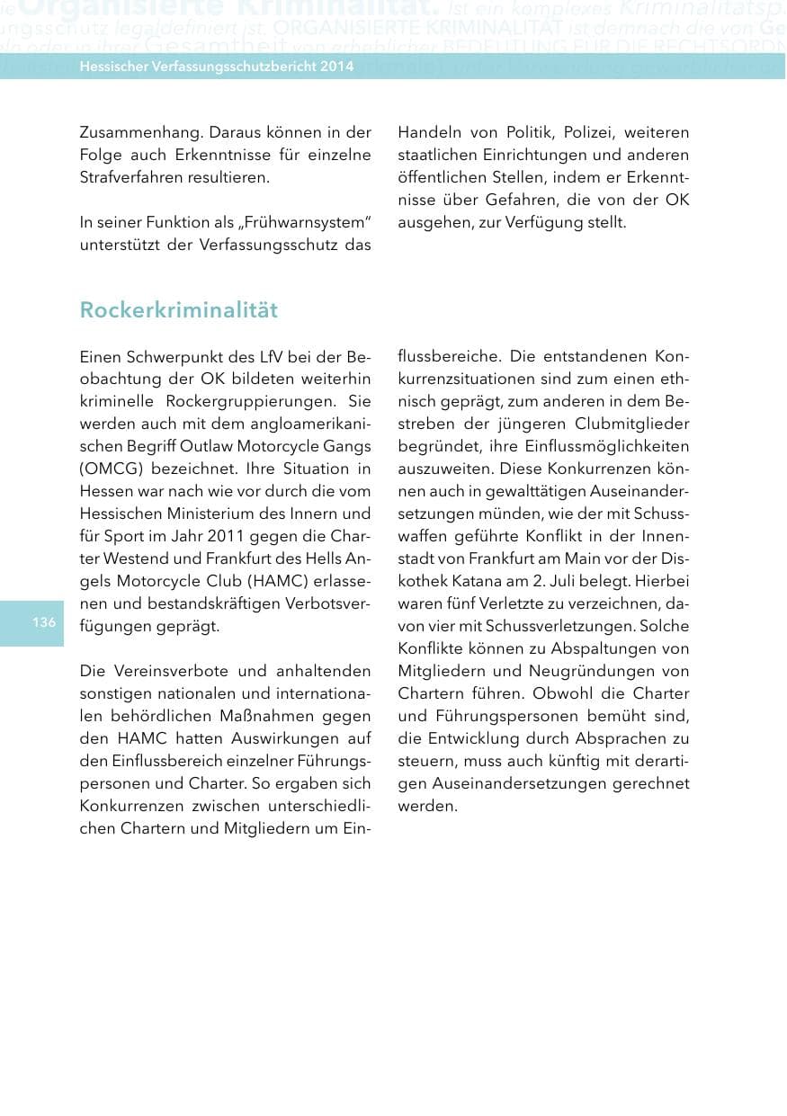Seite 135 des Verfassungsschutzbericht 2014 Hessen