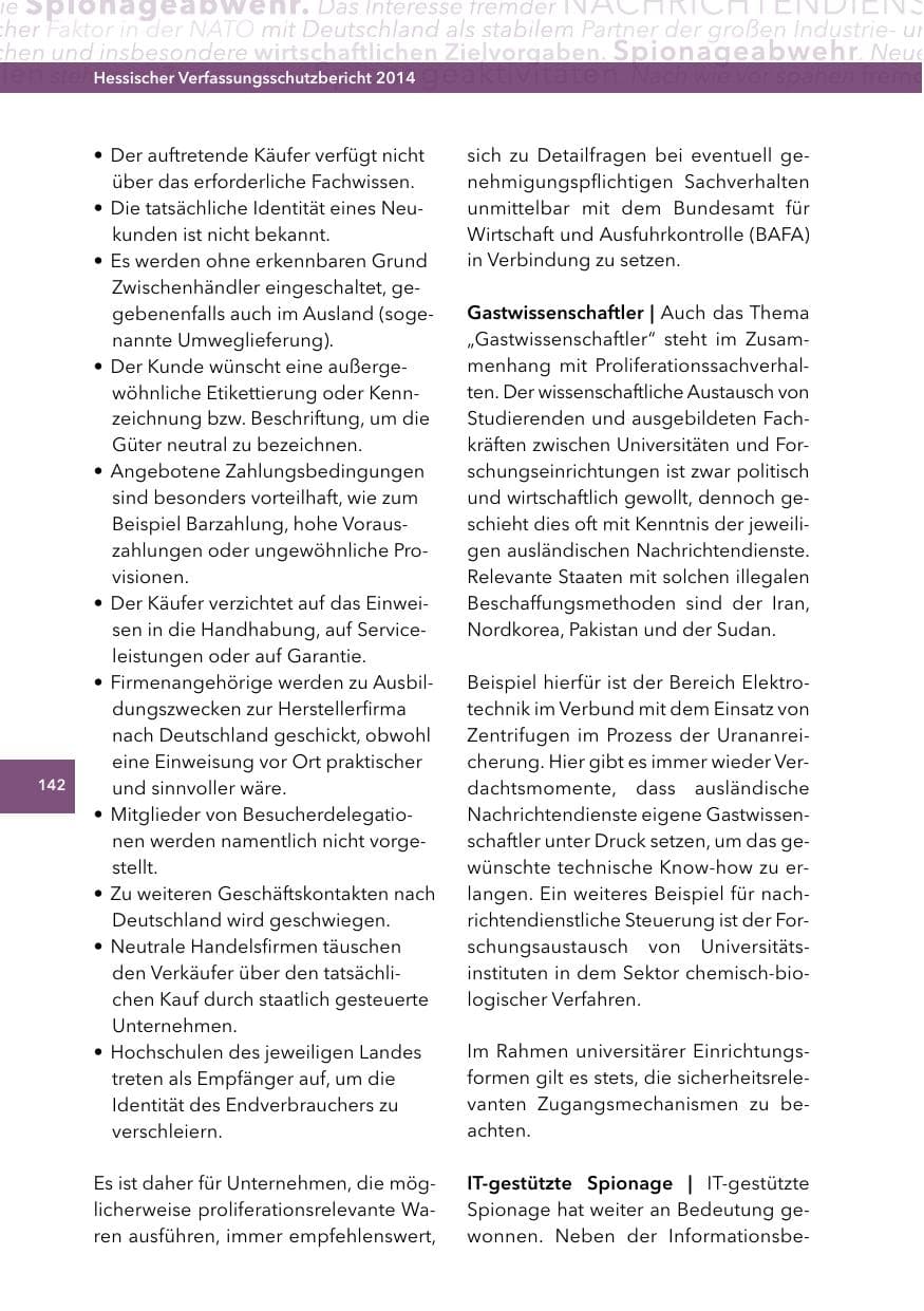 Seite 141 des Verfassungsschutzbericht 2014 Hessen