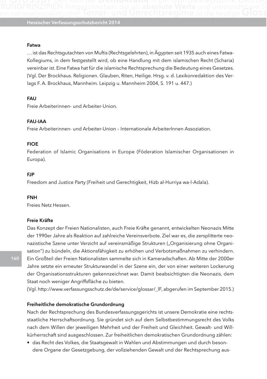 Seite 159 des Verfassungsschutzbericht 2014 Hessen