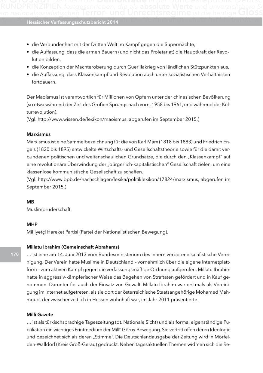 Seite 169 des Verfassungsschutzbericht 2014 Hessen