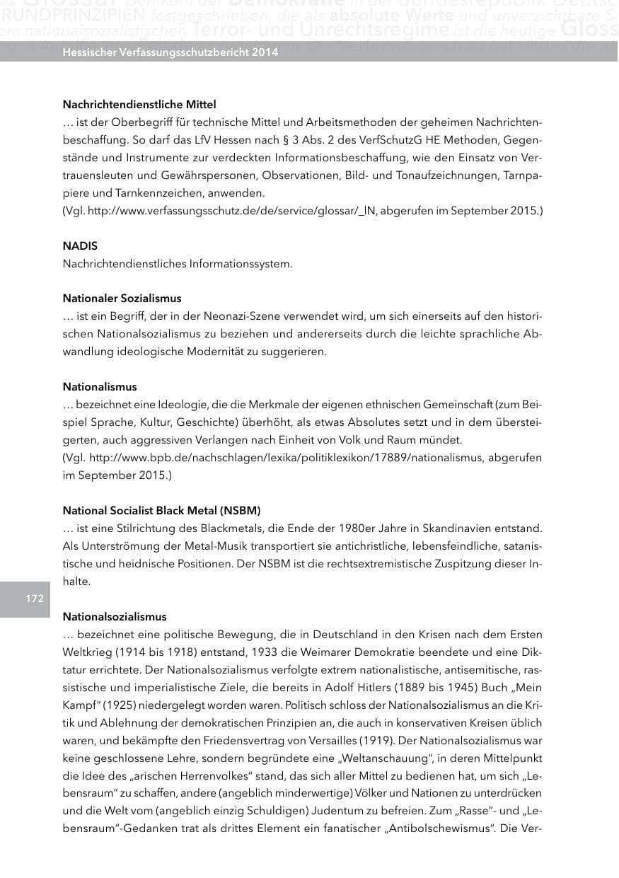 Seite 171 des Verfassungsschutzbericht 2014 Hessen