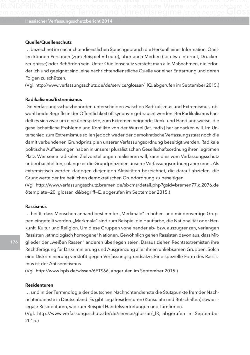 Seite 175 des Verfassungsschutzbericht 2014 Hessen