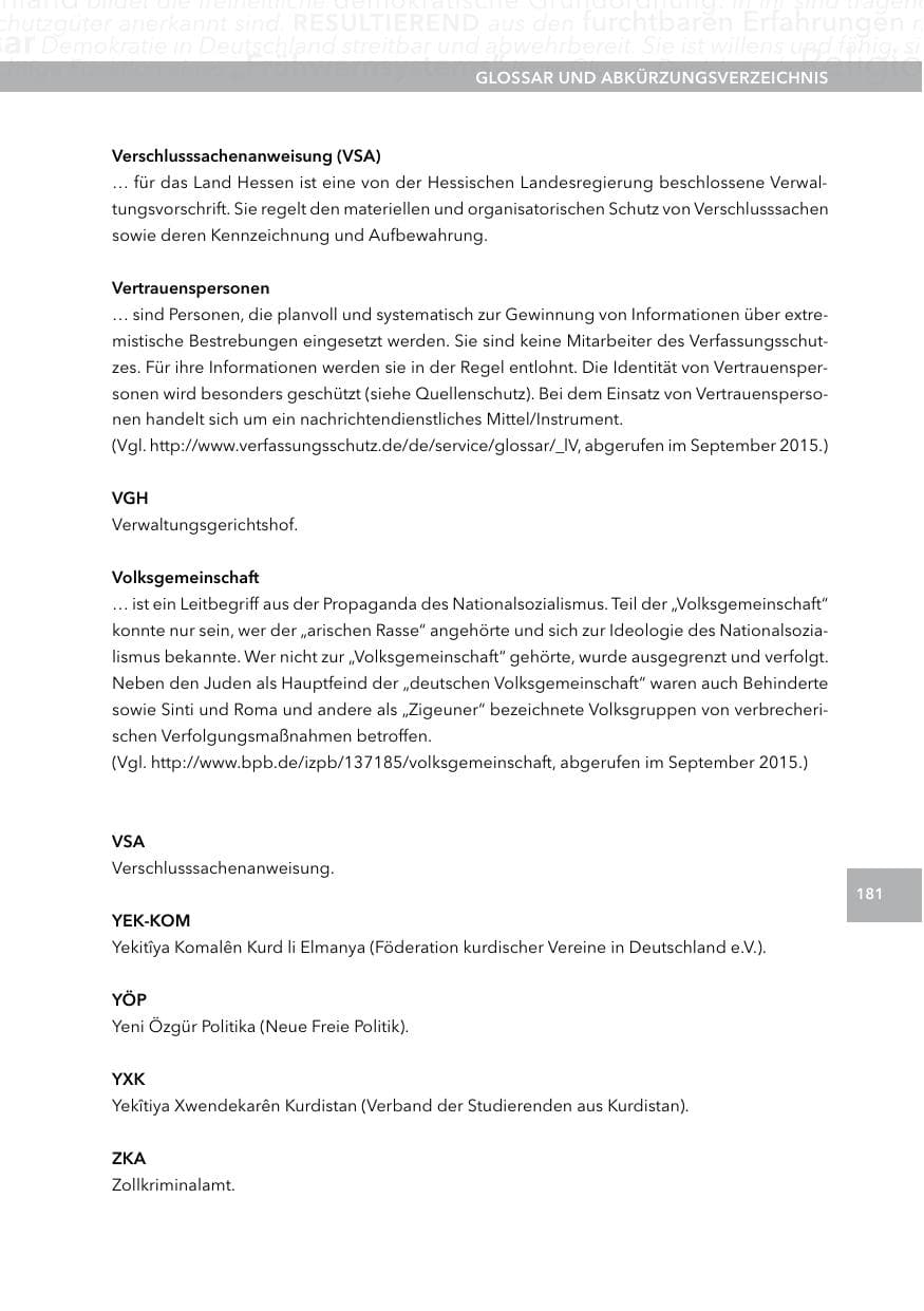 Seite 180 des Verfassungsschutzbericht 2014 Hessen