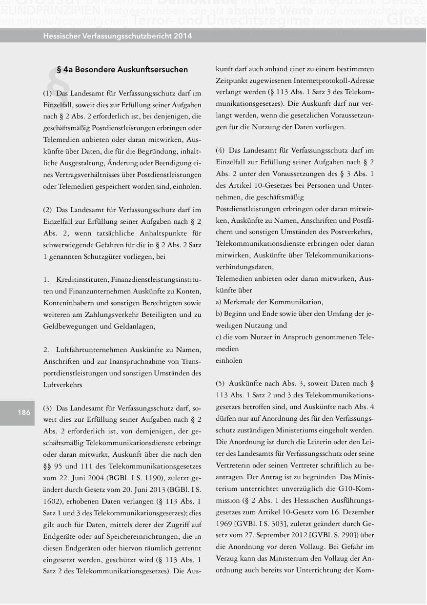 Seite 185 des Verfassungsschutzbericht 2014 Hessen
