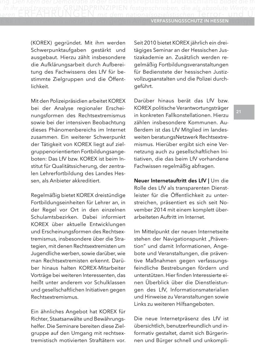 Seite 20 des Verfassungsschutzbericht 2014 Hessen